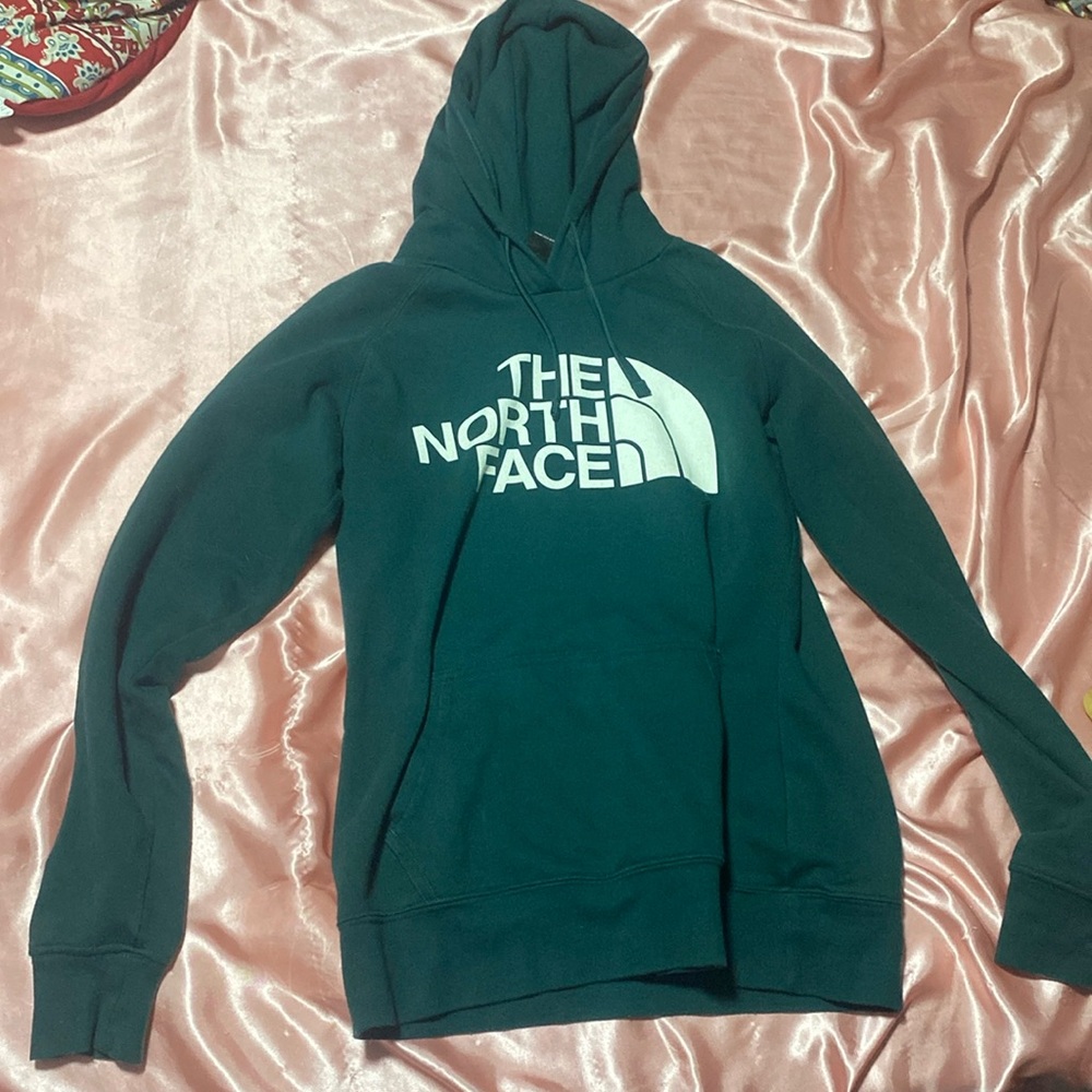 worn the north face hoodie